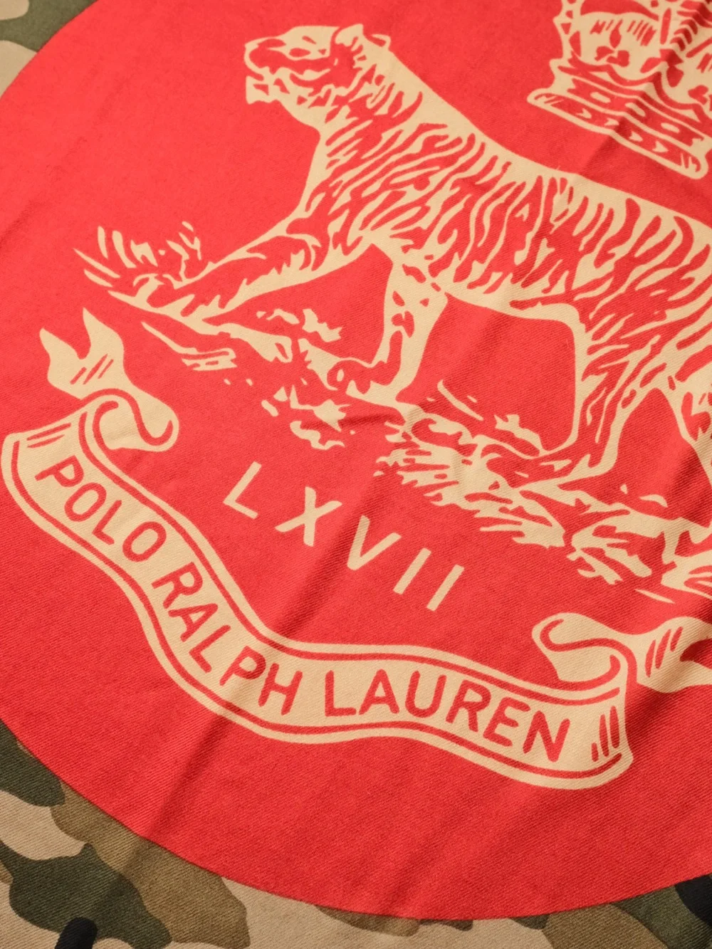 Polo Ralph Lauren Tiger Crest Camo Cashmere Blend Scarf 45 x 45 Rare
